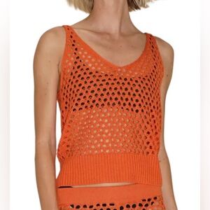LNA - MAVI OPEN KNIT TANK - SUMMER CORAL, Size